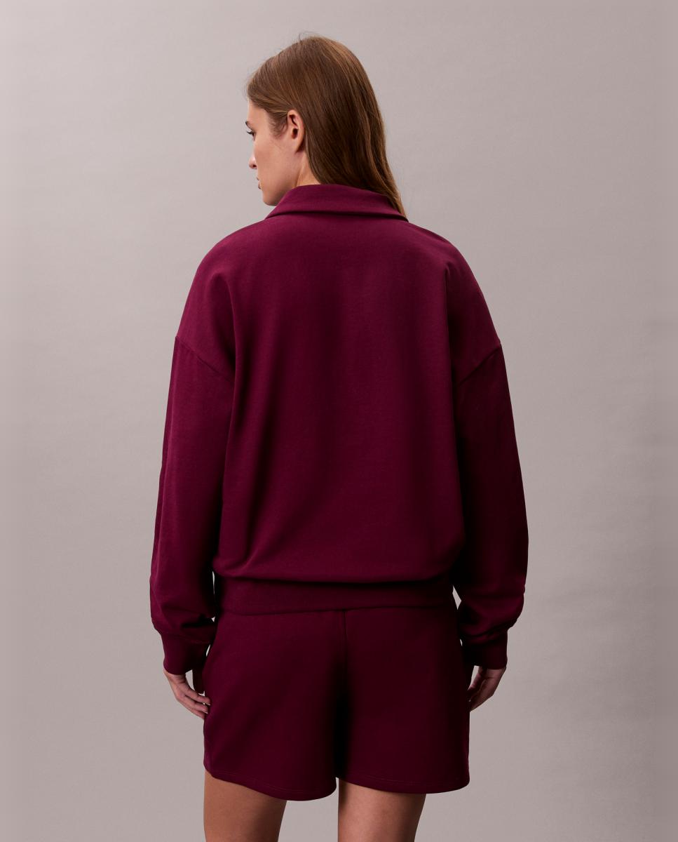 Sweatshirt com Meio Fecho de Correr Bordeaux-2