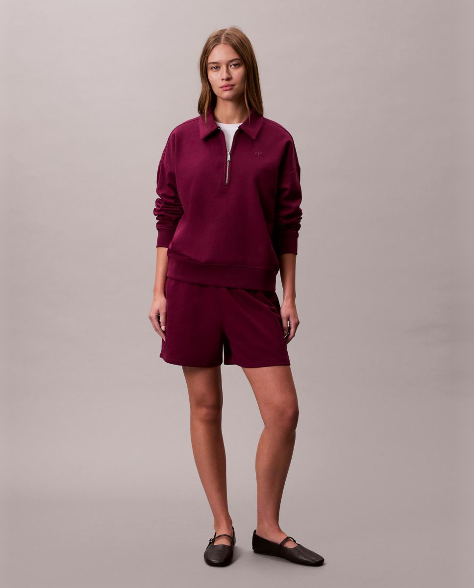 Sweatshirt com Meio Fecho de Correr Bordeaux-6