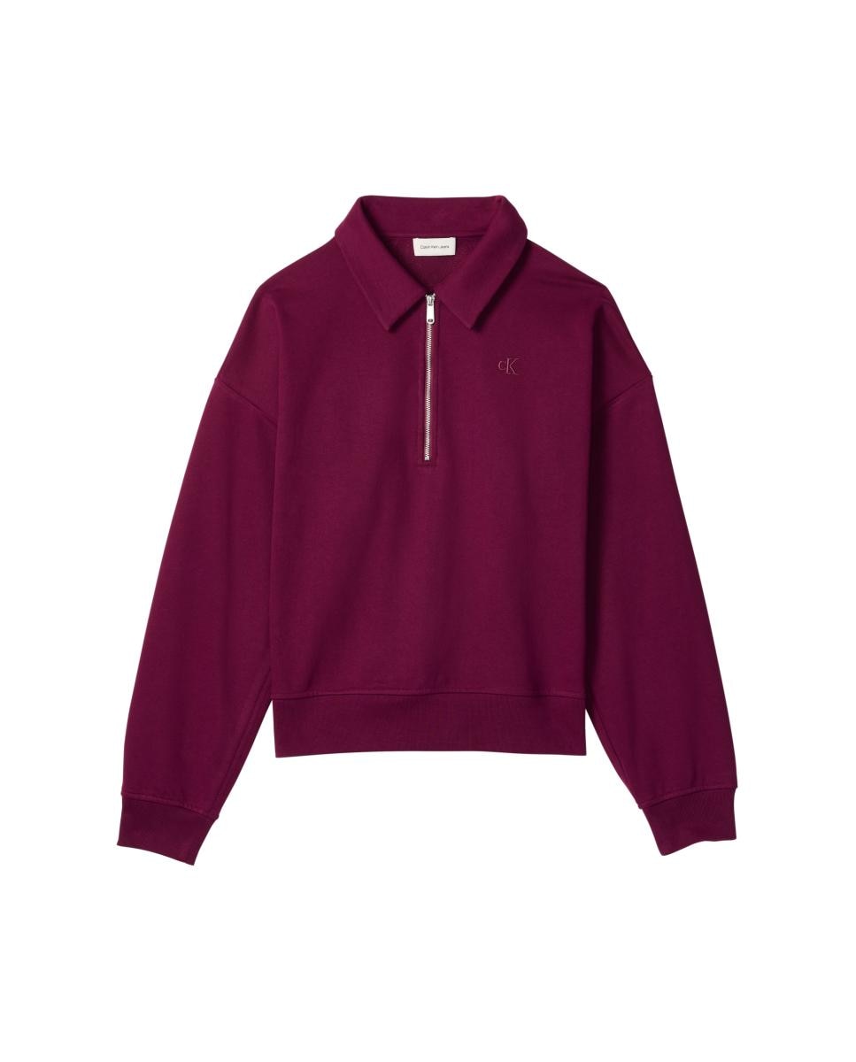 Sweatshirt com Meio Fecho de Correr Bordeaux-5