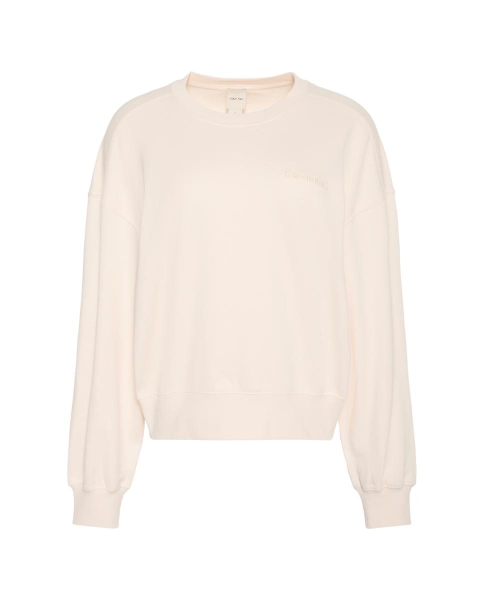 Sweatshirt de Felpa com Decote Redondo Branco-5
