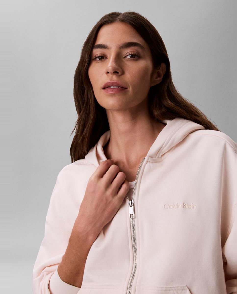 Sweatshirt de Felpa com Fecho de Correr Branco-3