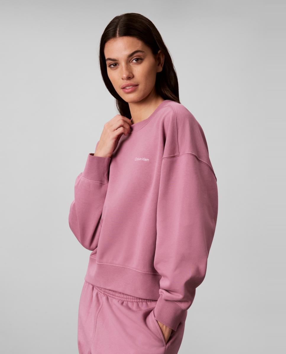 Sweatshirt de Felpa com Decote Redondo Lilás-3