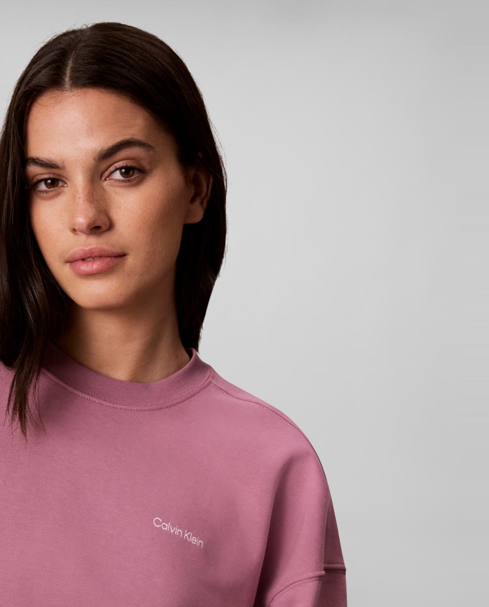 Sweatshirt de Felpa com Decote Redondo Lilás-4