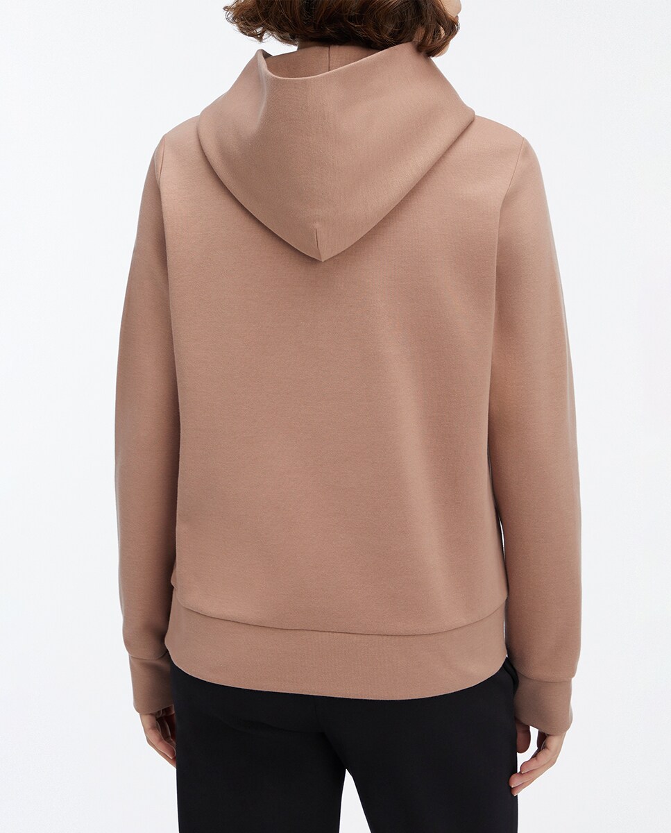 Sweatshirt com Capuz e Monograma Castanho-claro-2