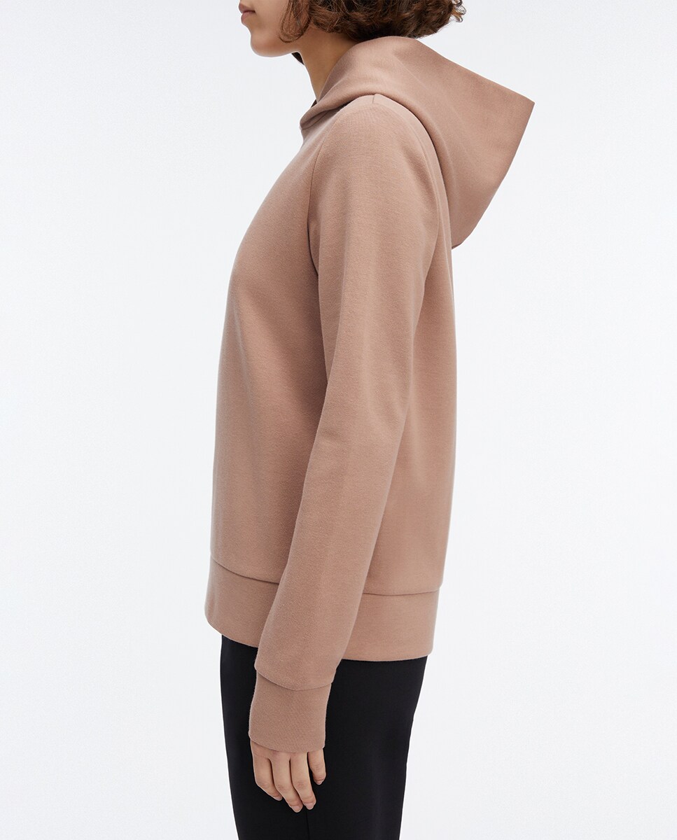 Sweatshirt com Capuz e Monograma Castanho-claro-3