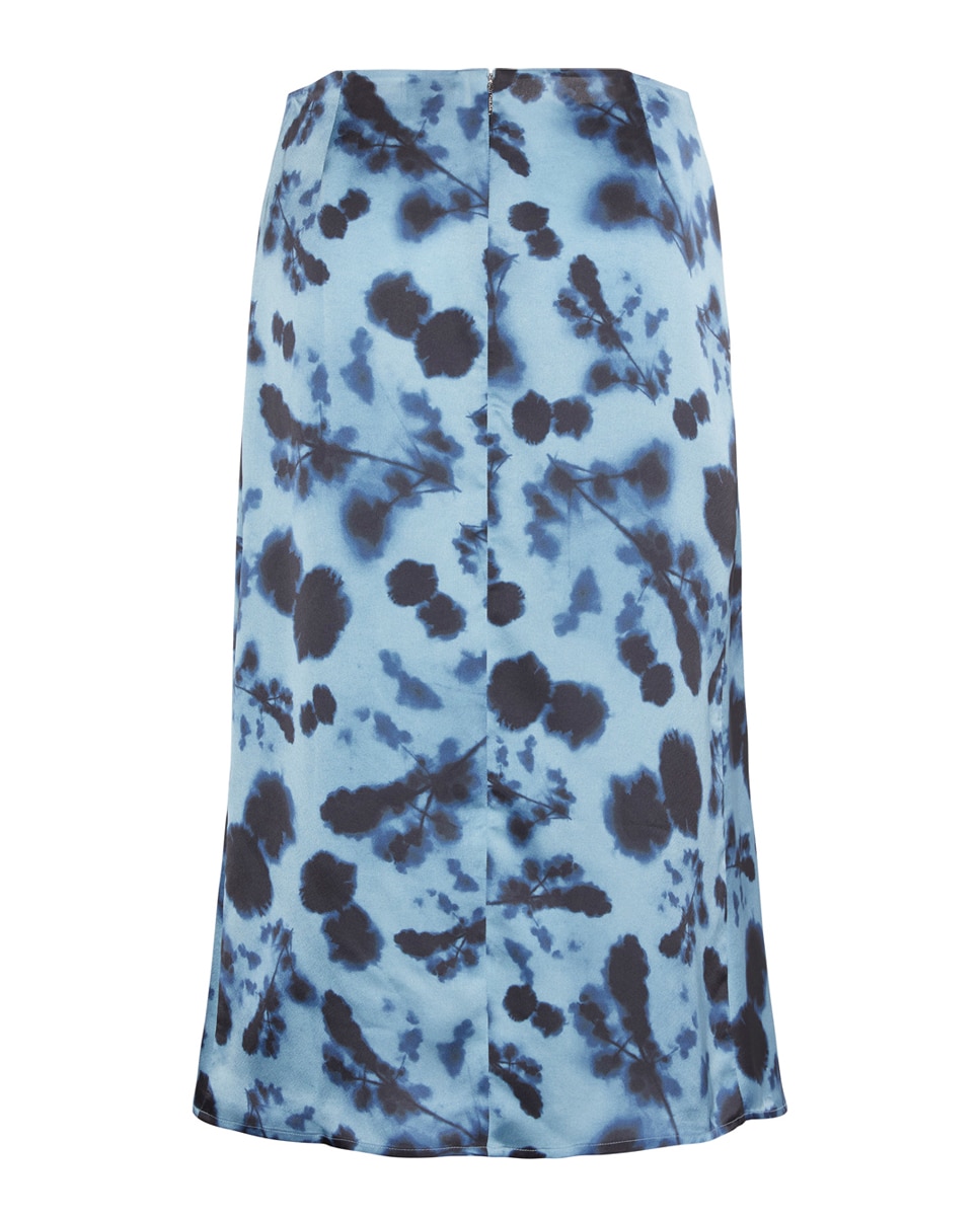 Saia Midi de Cetim Estampada Azul-7