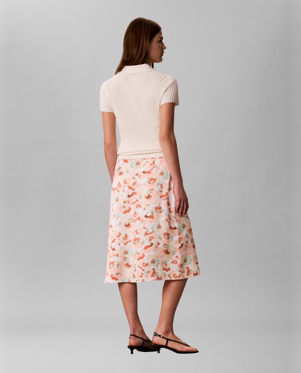 Saia midi estampada Pêssego-2