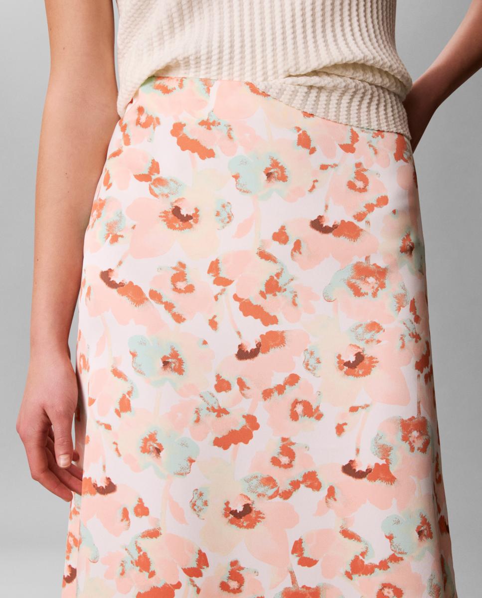 Saia midi estampada Pêssego-3