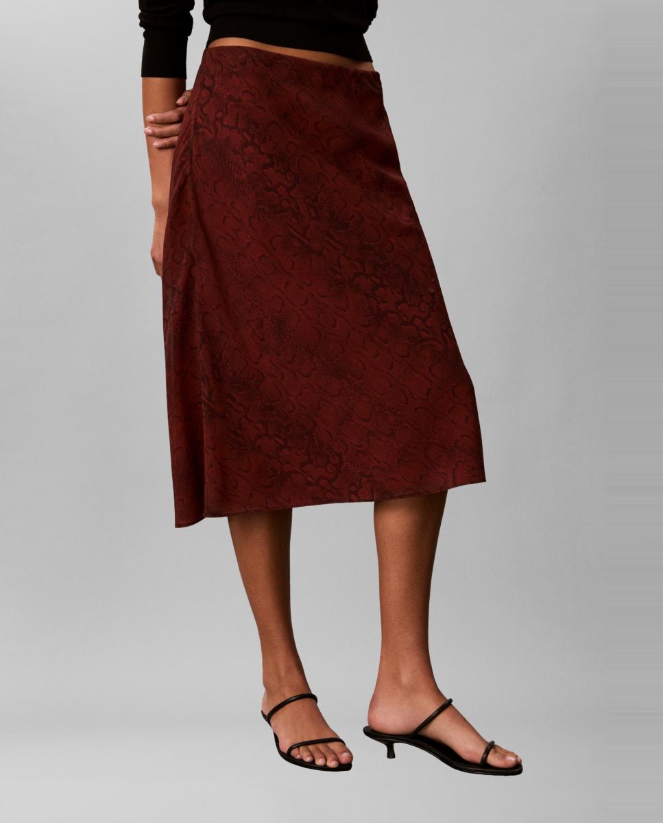 Imagen 2 de Falda de mujer midi gasa estampada - Calvin Klein - Marrón oscuro Marrón oscuro