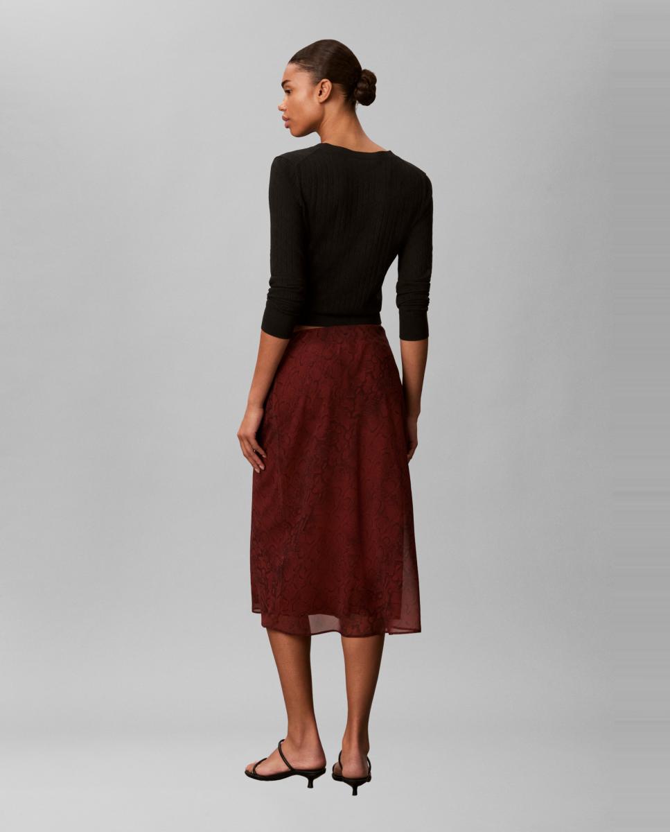 Imagen 3 de Falda de mujer midi gasa estampada - Calvin Klein - Marrón oscuro Marrón oscuro