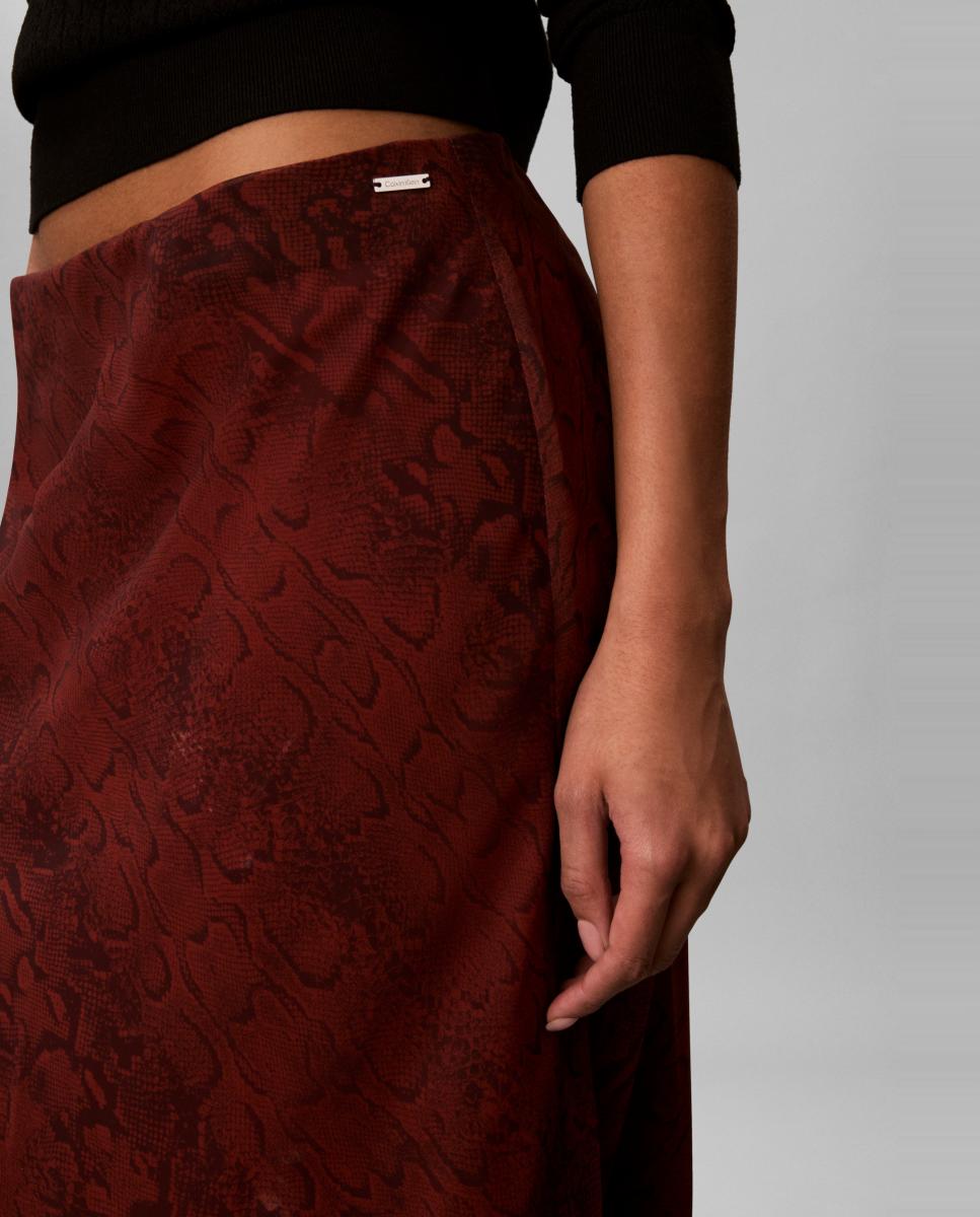 Imagen 4 de Falda de mujer midi gasa estampada - Calvin Klein - Marrón oscuro Marrón oscuro