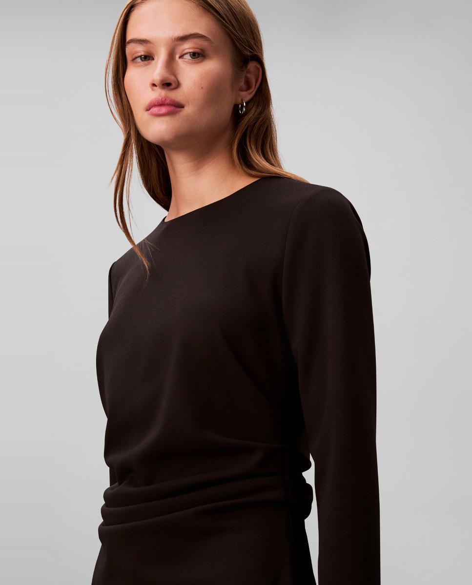 Vestido de Crepe Cintado Preto-3