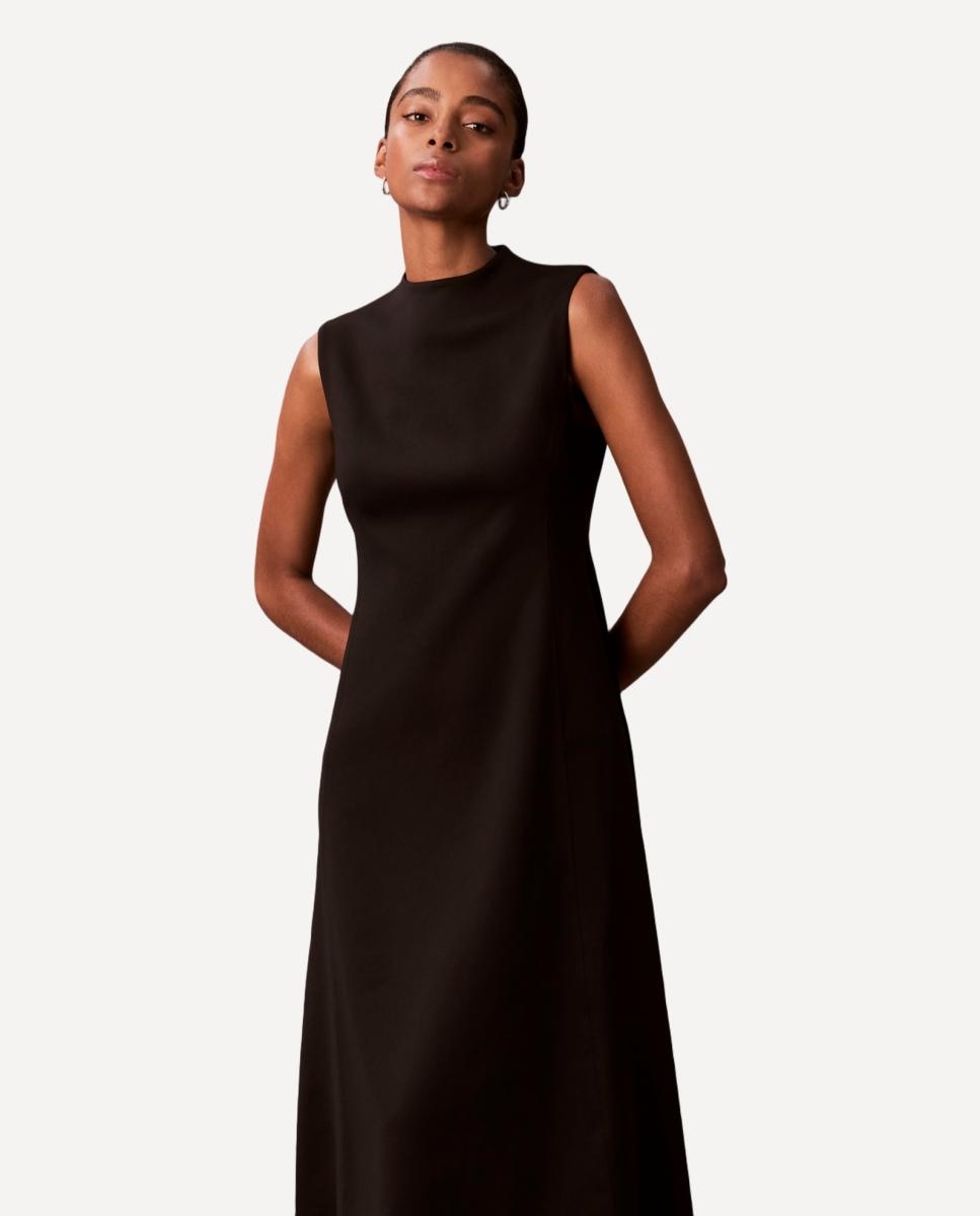 Vestido Justo e em Forma de Sino Scuba Preto-3