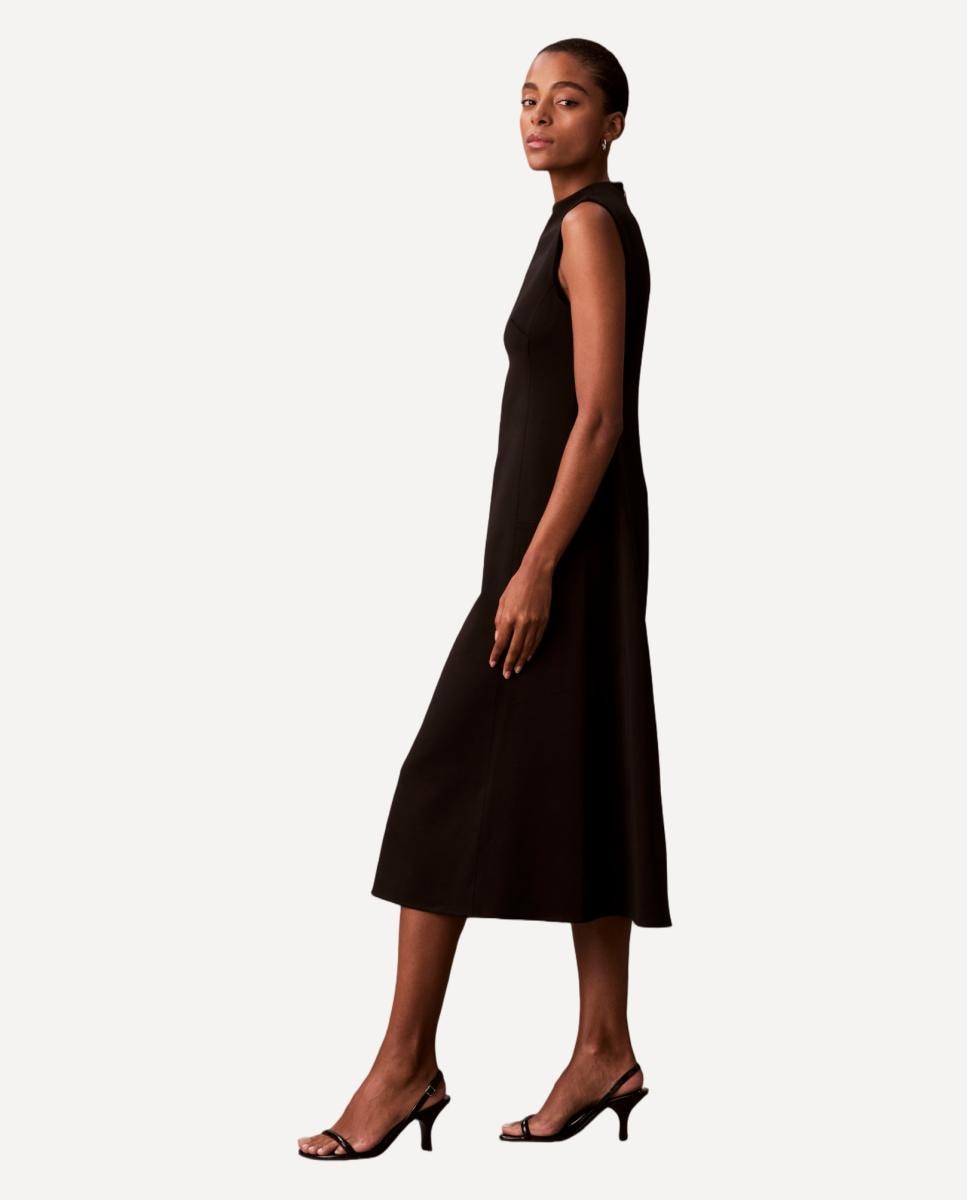 Vestido Justo e em Forma de Sino Scuba Preto-4