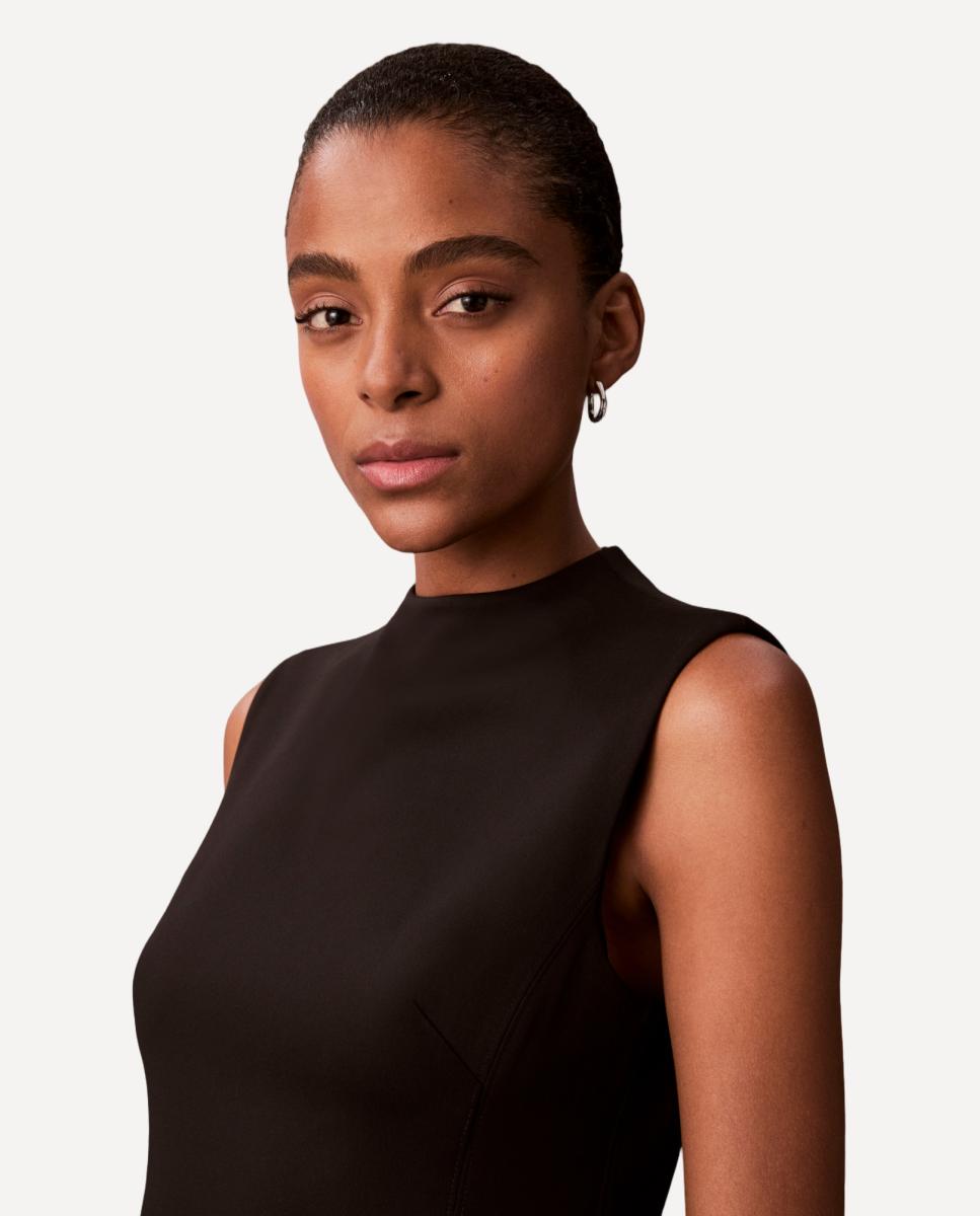 Vestido Justo e em Forma de Sino Scuba Preto-5