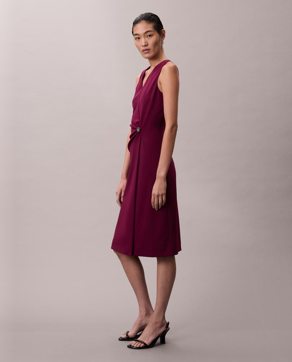 Vestido de Crepe sem Mangas Bordeaux-2
