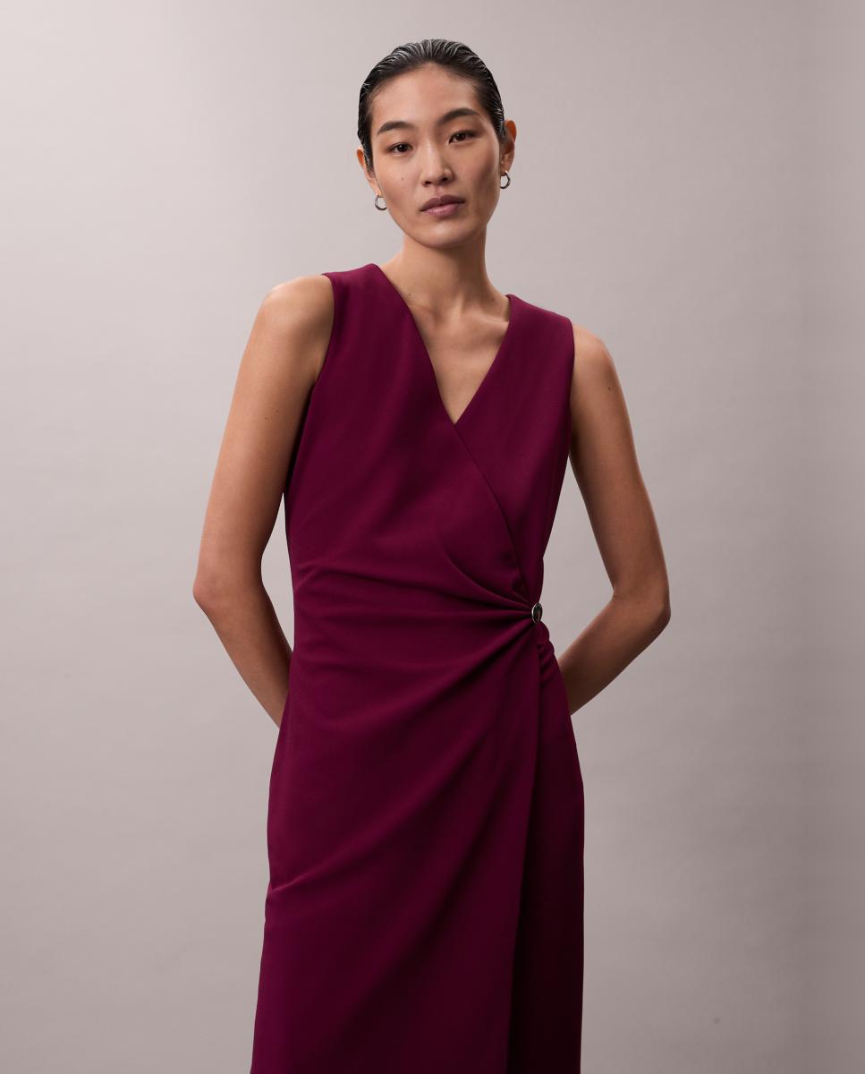 Vestido de Crepe sem Mangas Bordeaux-3