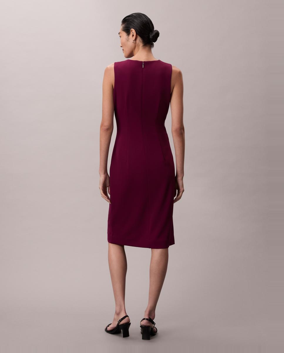 Vestido de Crepe sem Mangas Bordeaux-4