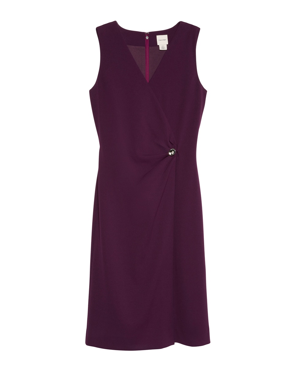Vestido de Crepe sem Mangas Bordeaux-1