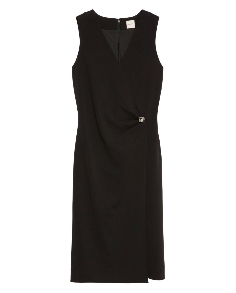 Vestido de Crepe sem Mangas Preto-6