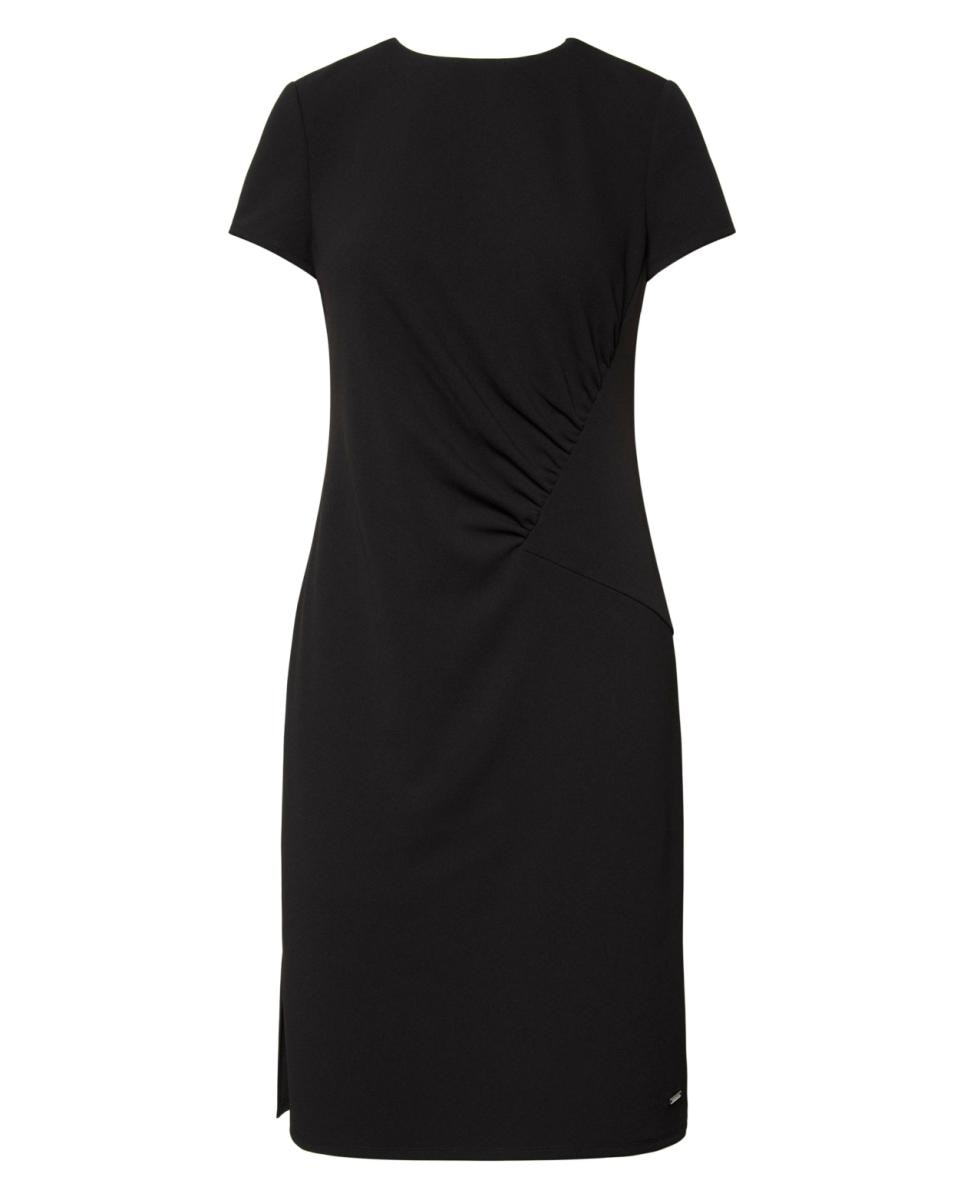 Vestido de Crepe com Manga Curta Preto-6
