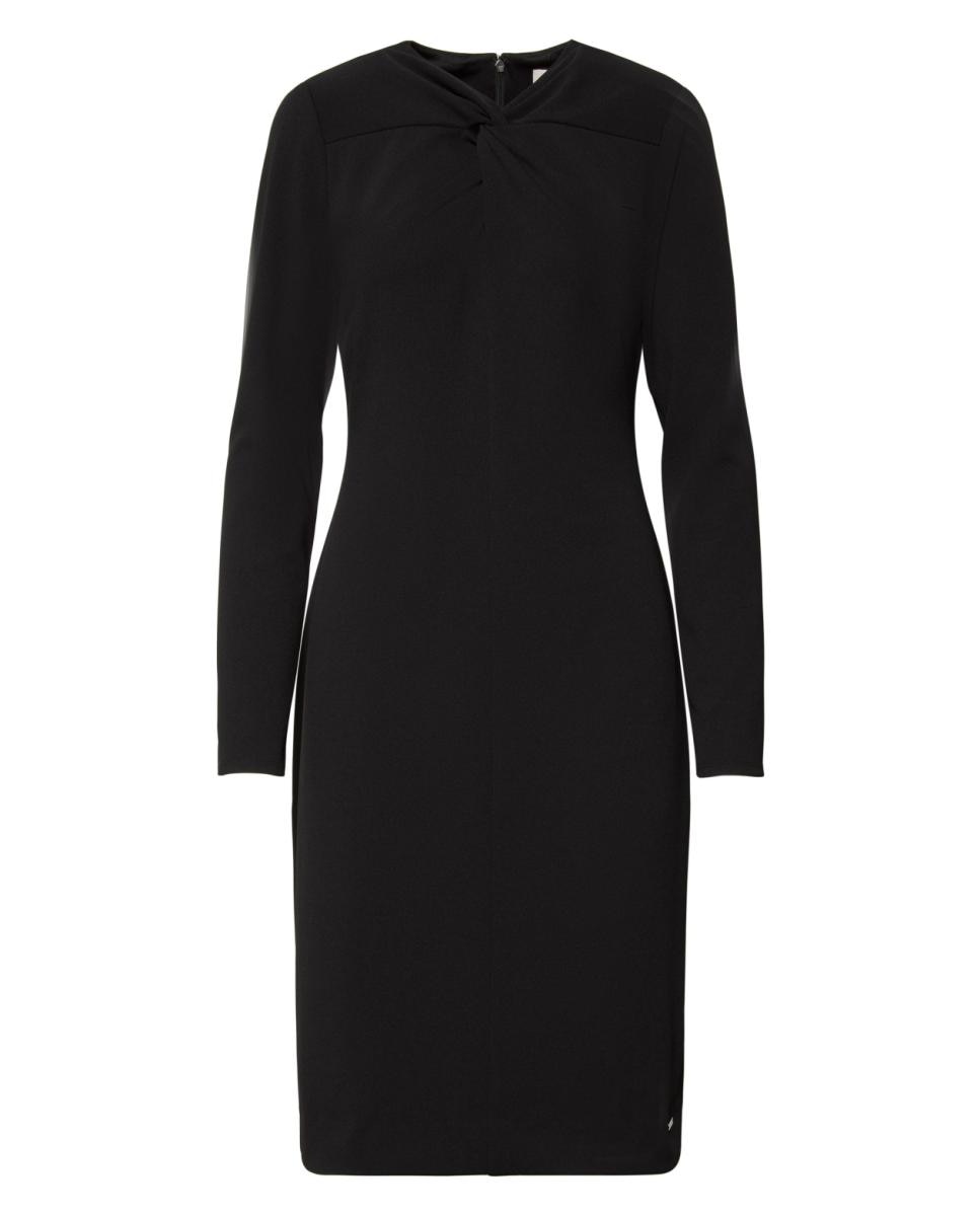 Vestido de Crepe com Manga Comprida Preto-6