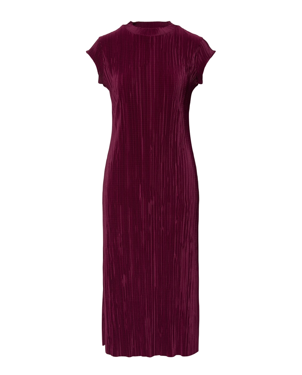 Vestido Midi Plissado Bordeaux-7