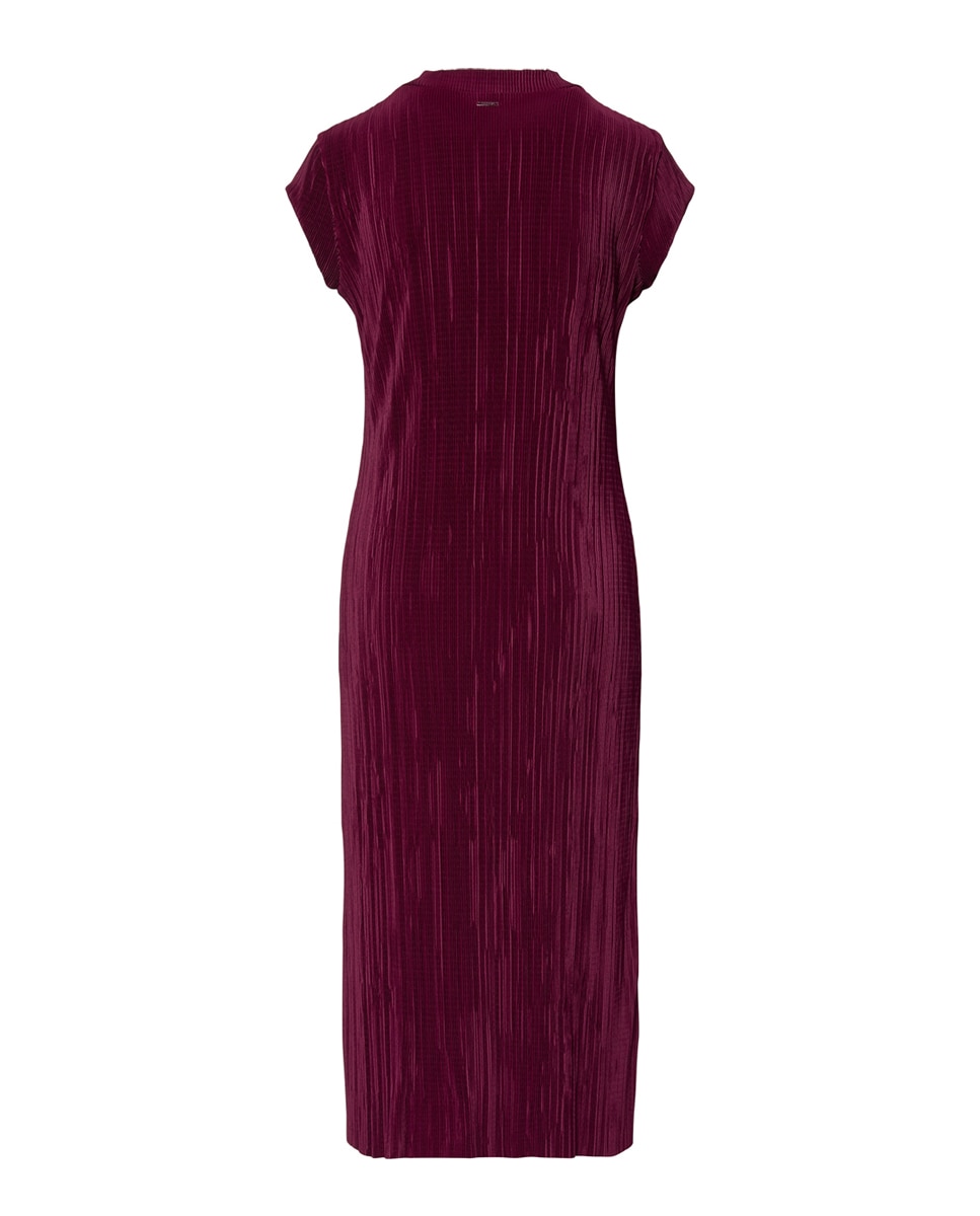 Vestido Midi Plissado Bordeaux-8