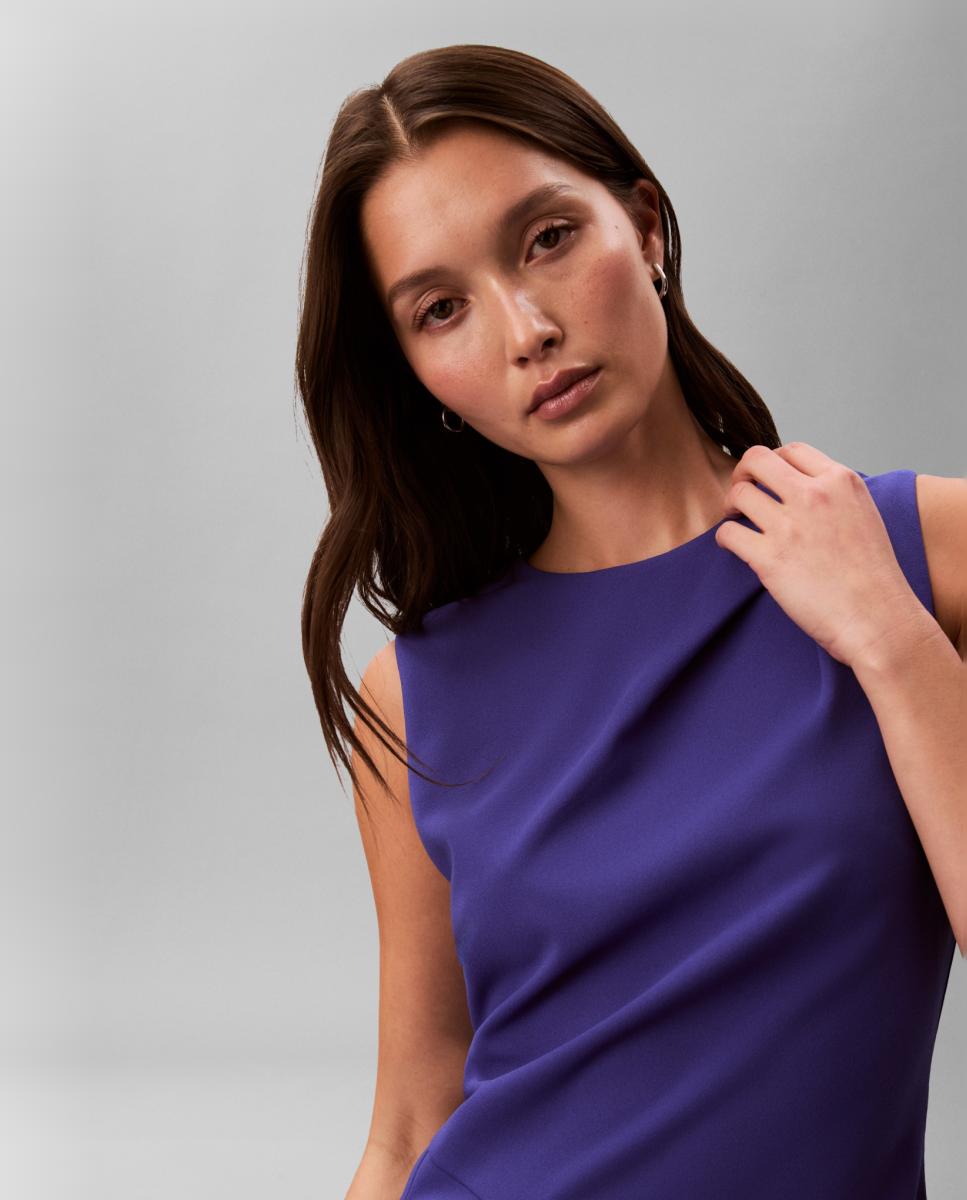 Vestido Scuba de Crepe Midi Azul-2