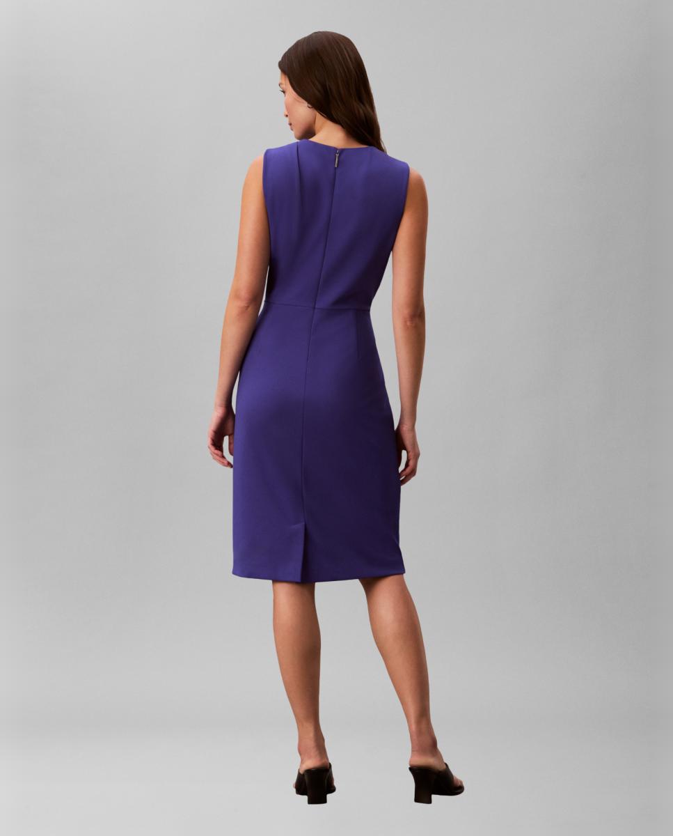 Vestido Scuba de Crepe Midi Azul-3