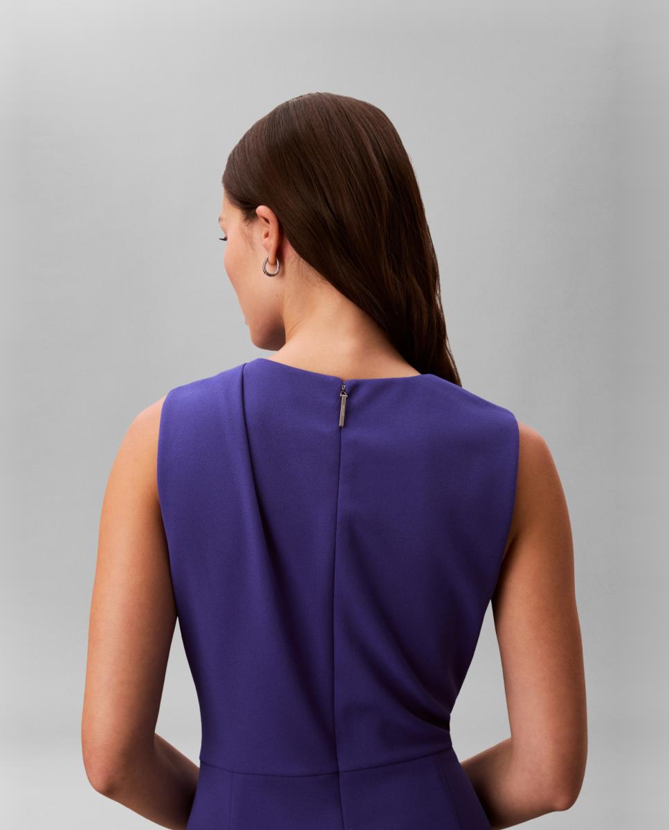 Vestido Scuba de Crepe Midi Azul-4