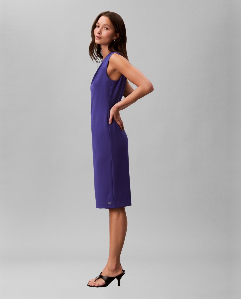 Vestido Scuba de Crepe Midi Azul-5