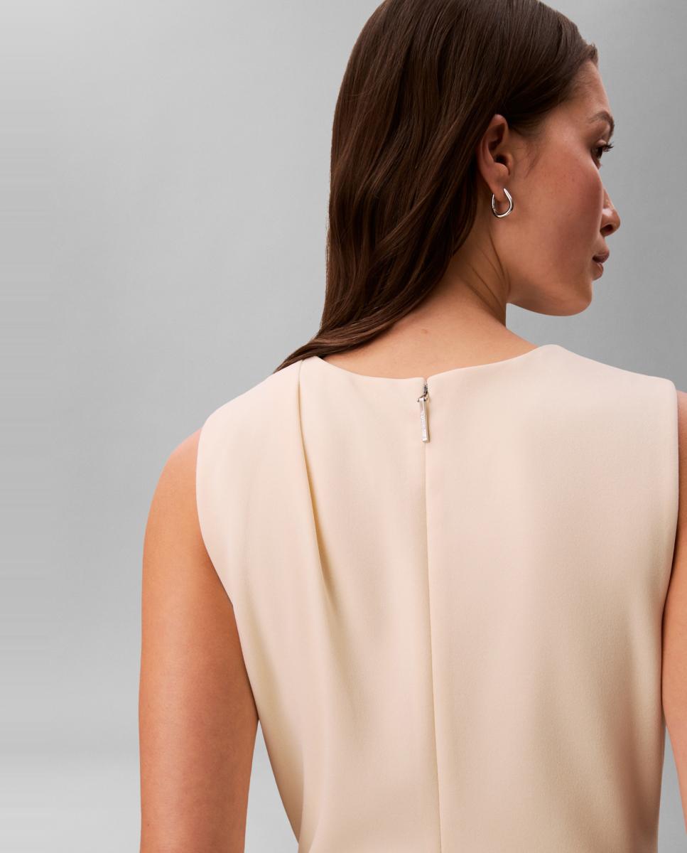 Vestido Scuba de Crepe Midi Creme-4