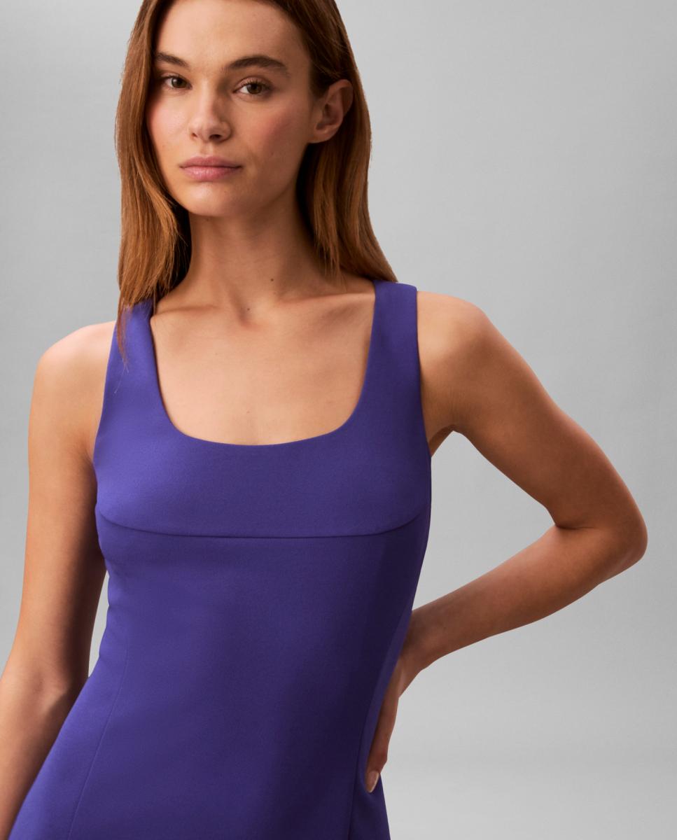 Vestido Scuba de Crepe com Alças Azul-2