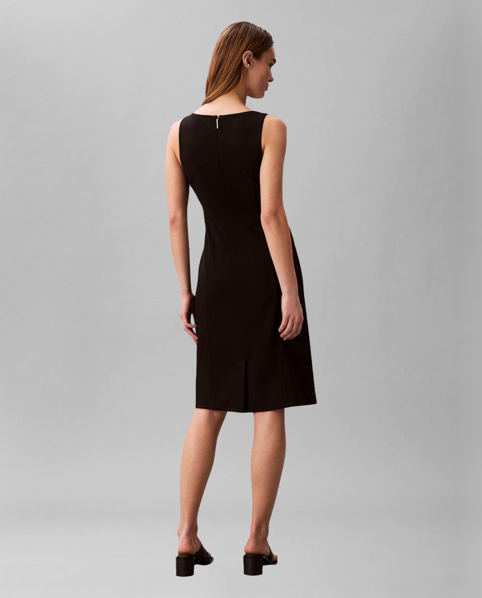 Vestido Scuba de Crepe com Alças Preto-2