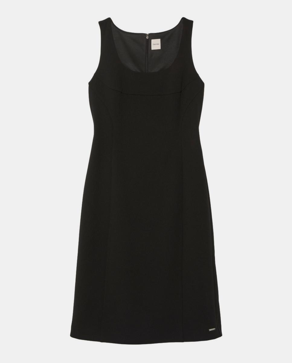 Vestido Scuba de Crepe com Alças Preto-5