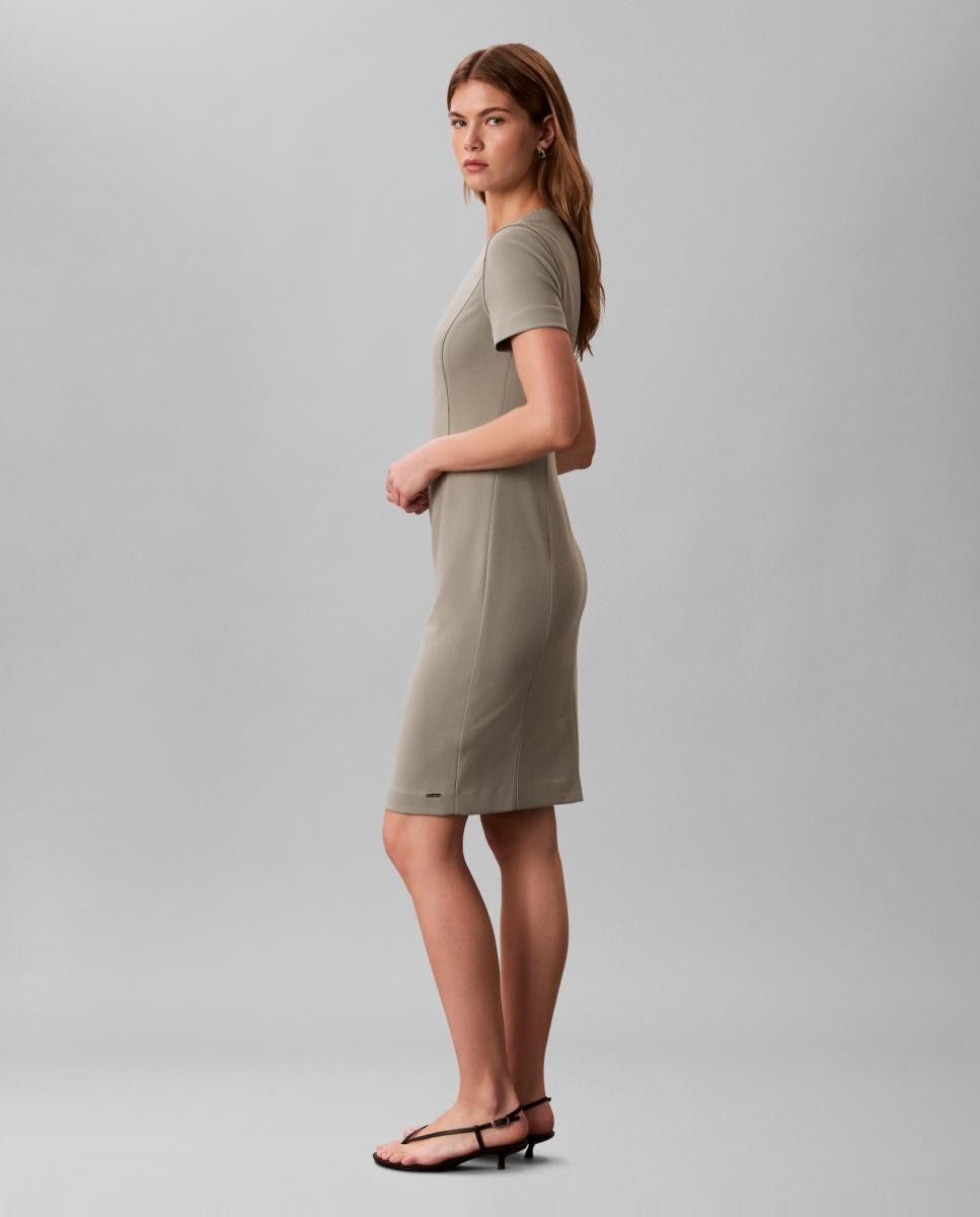 Vestido Scuba de Crepe Midi Cinzento-3
