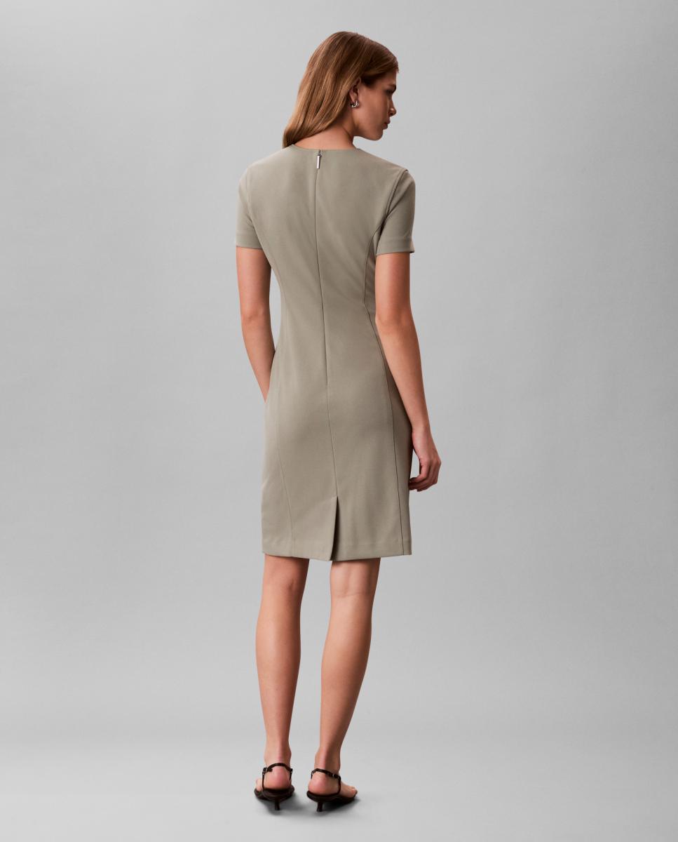 Vestido Scuba de Crepe Midi Cinzento-5