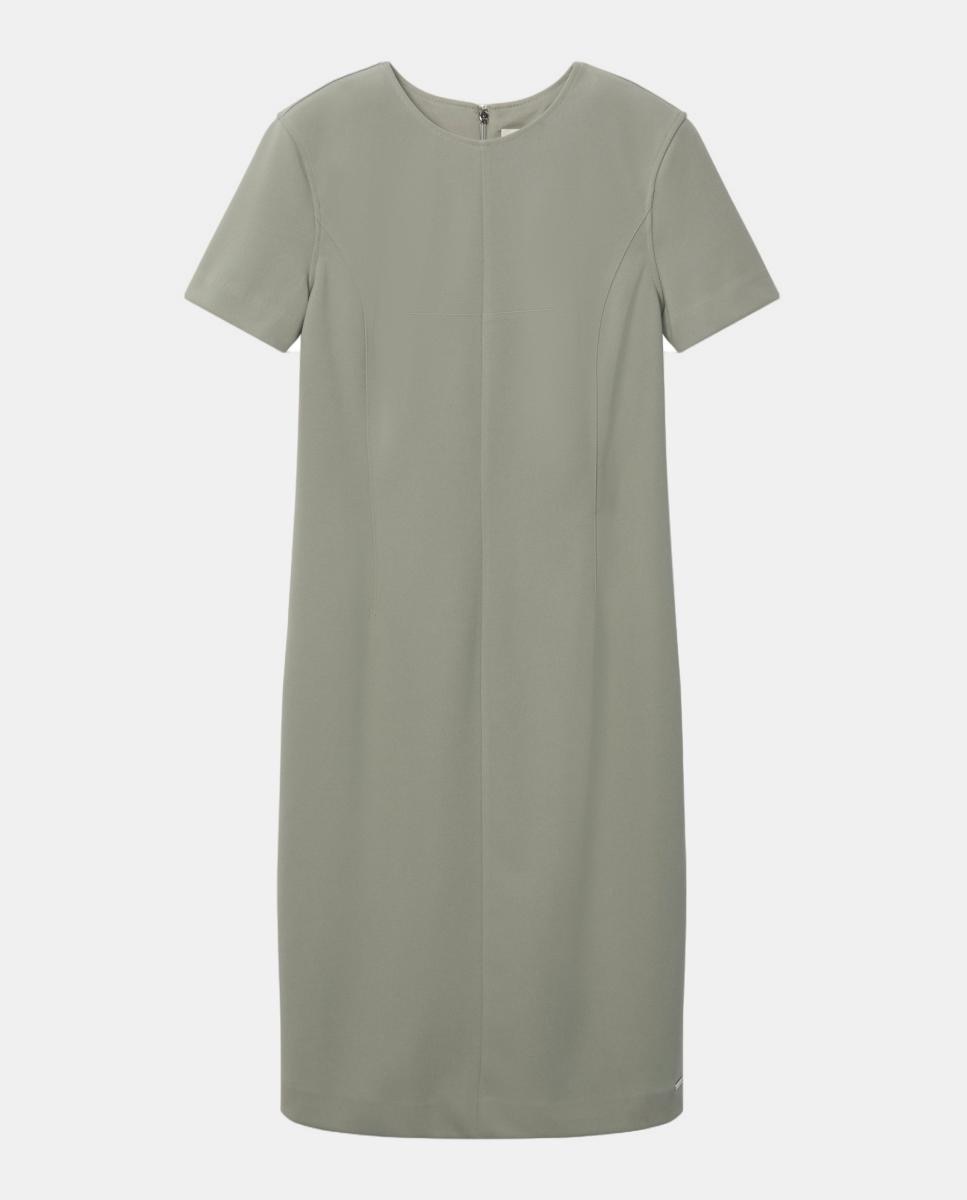 Vestido Scuba de Crepe Midi Cinzento-6