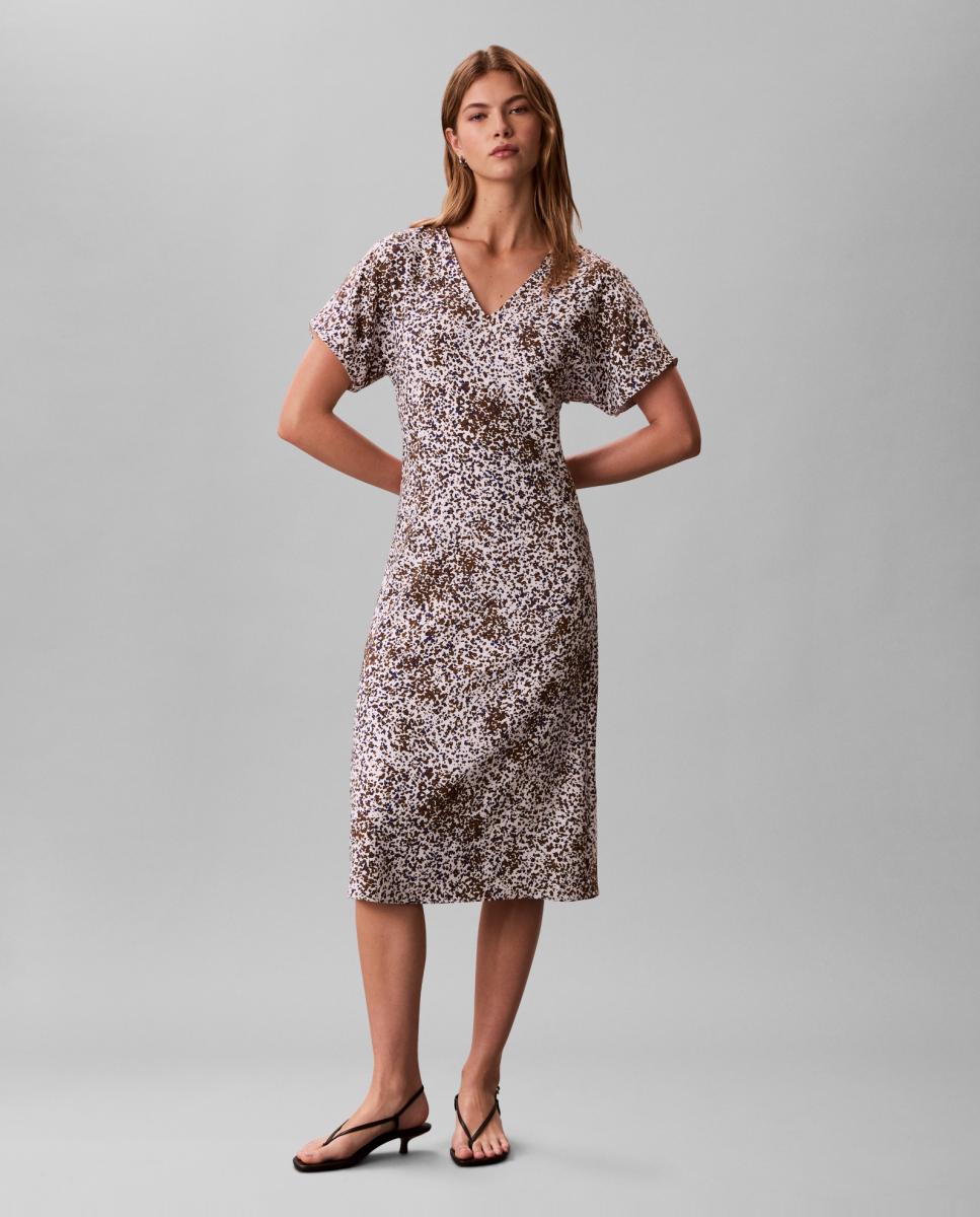 Imagem 0 de Vestido Midi de Crepe com Estampado