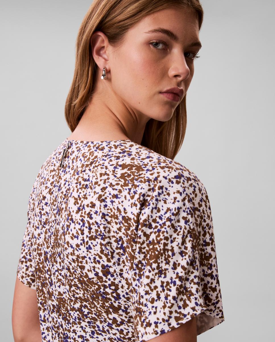 Vestido Midi de Crepe com Estampado Castanho-4