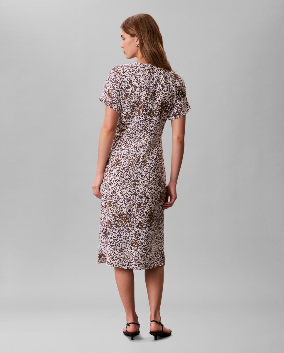 Vestido Midi de Crepe com Estampado Castanho-5