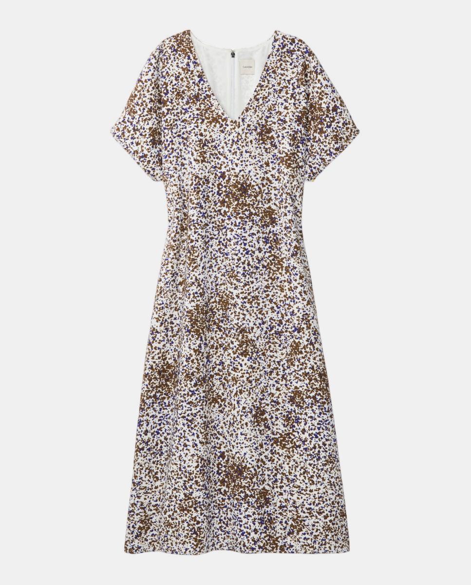 Vestido Midi de Crepe com Estampado Castanho-6