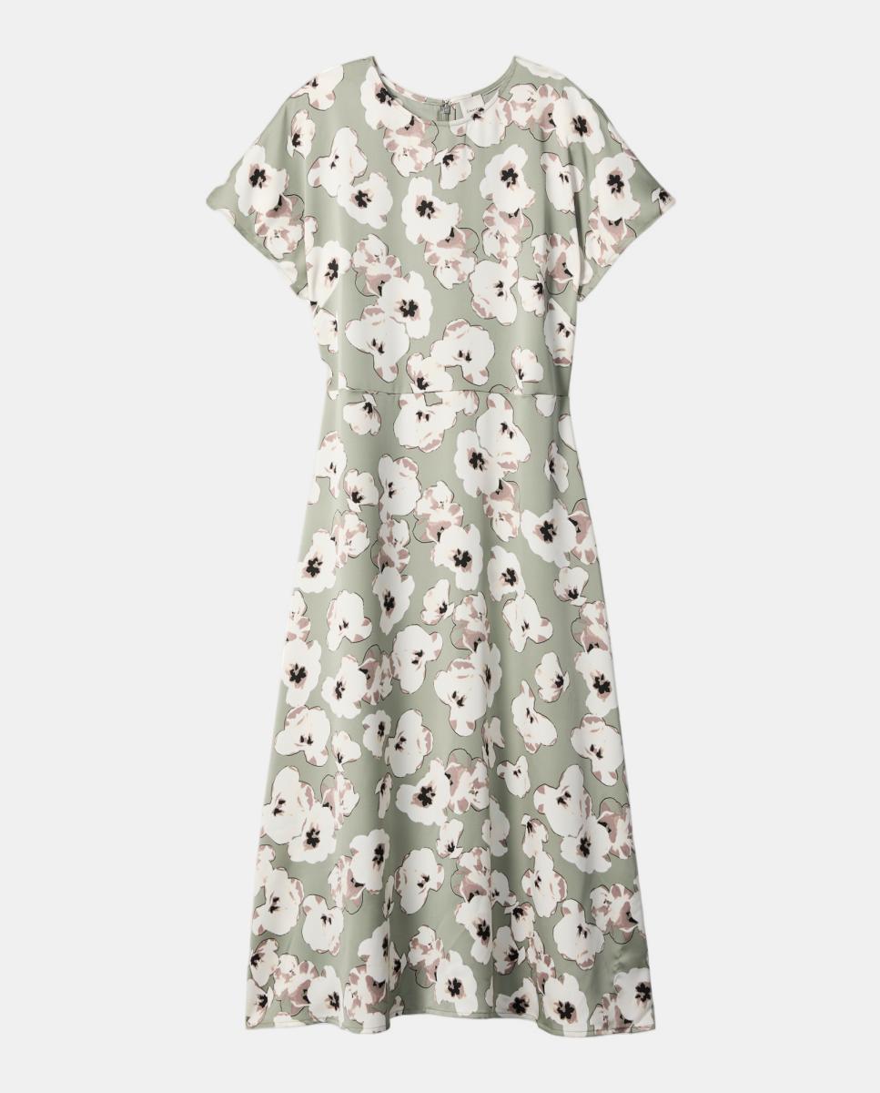 Imagem 0 de Vestido Midi de Cetim com Estampado