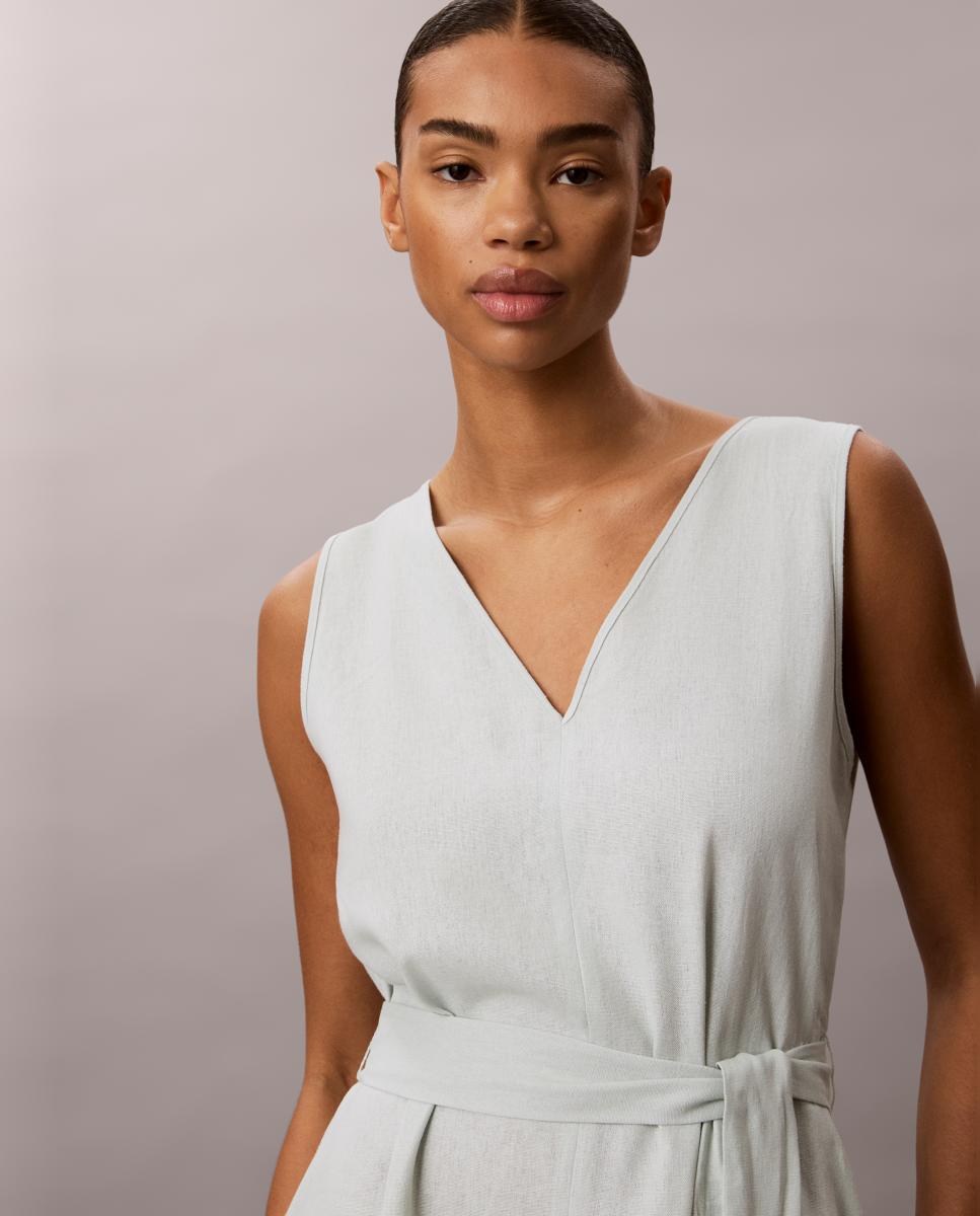 Vestido de Linho com Cinto Verde-claro-2