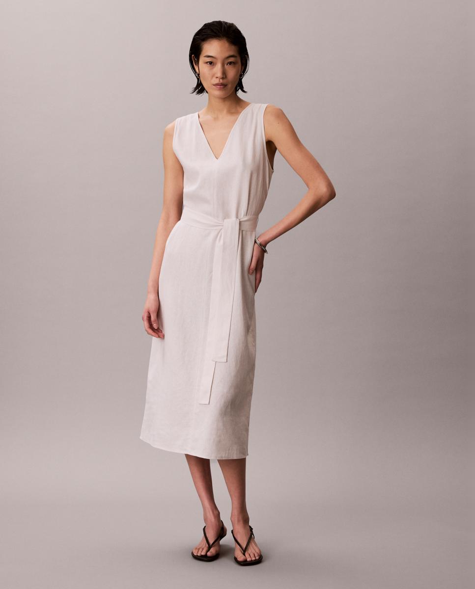 Vestido de Linho com Cinto Cru-1
