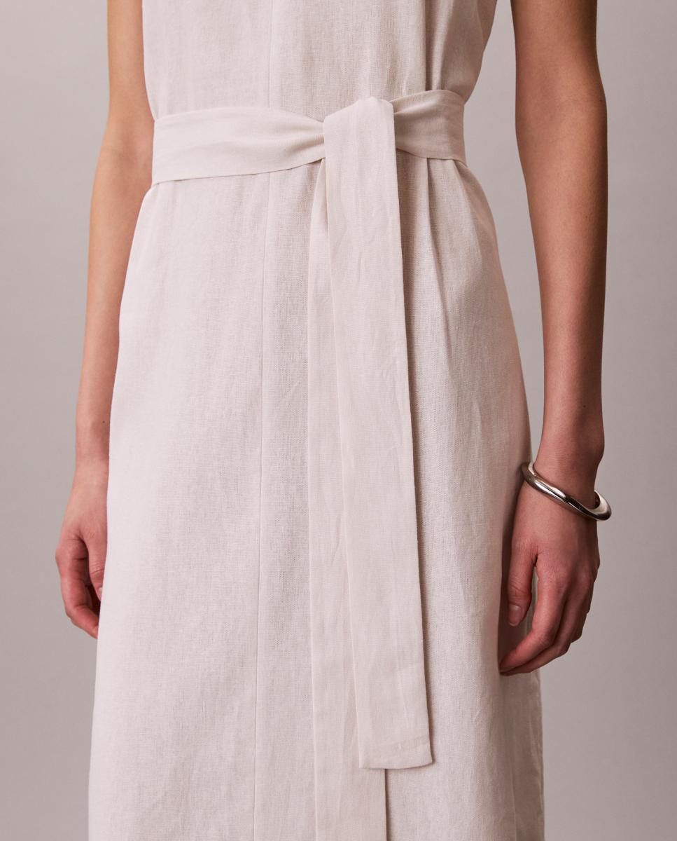 Vestido de Linho com Cinto Cru-3