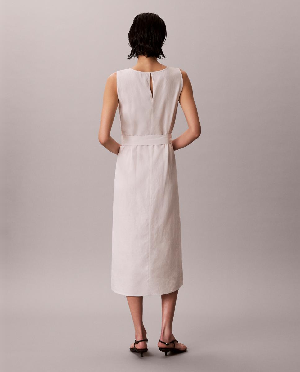 Vestido de Linho com Cinto Cru-4