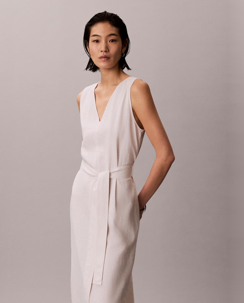 Vestido de Linho com Cinto Cru-6