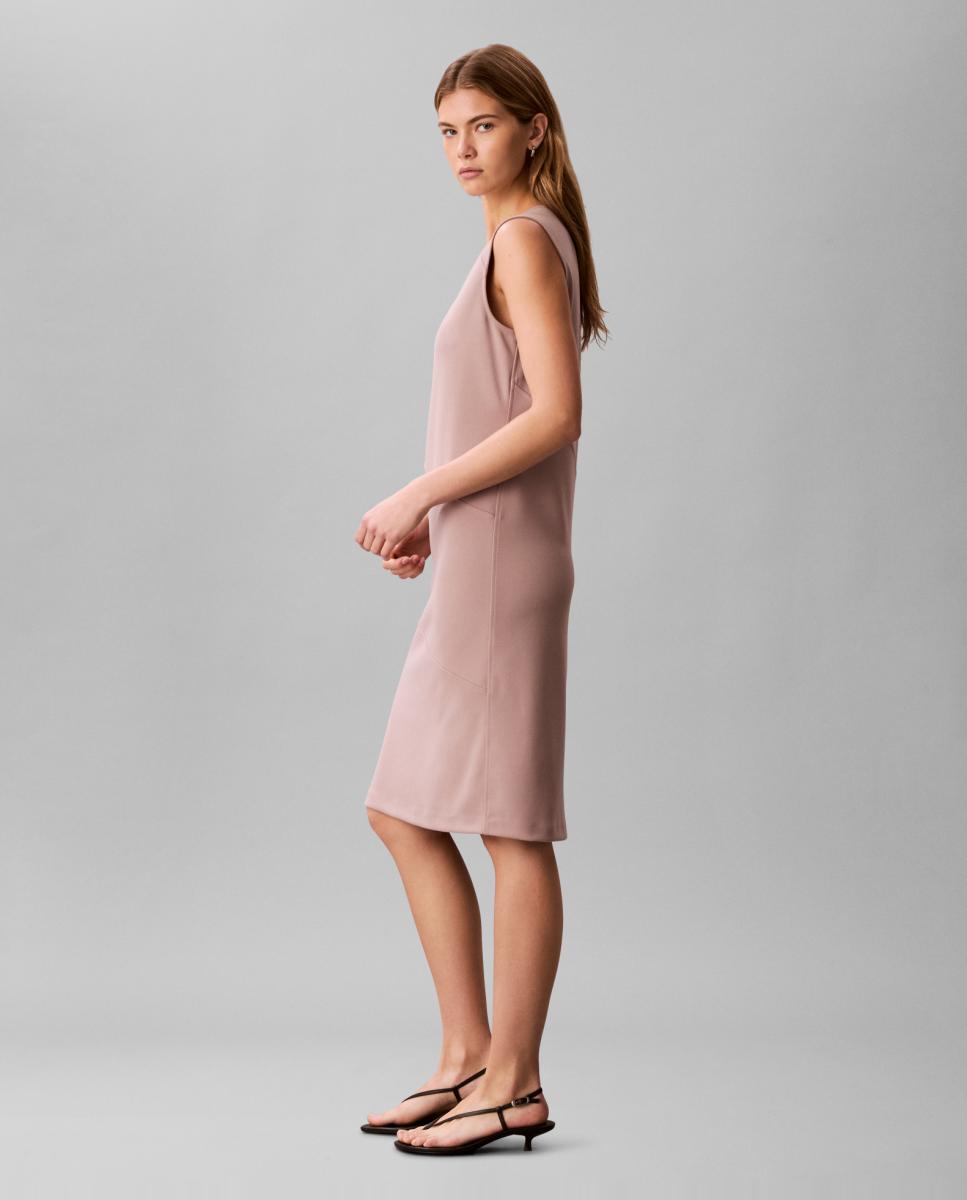 Vestido de crepe elástico Taupe-3
